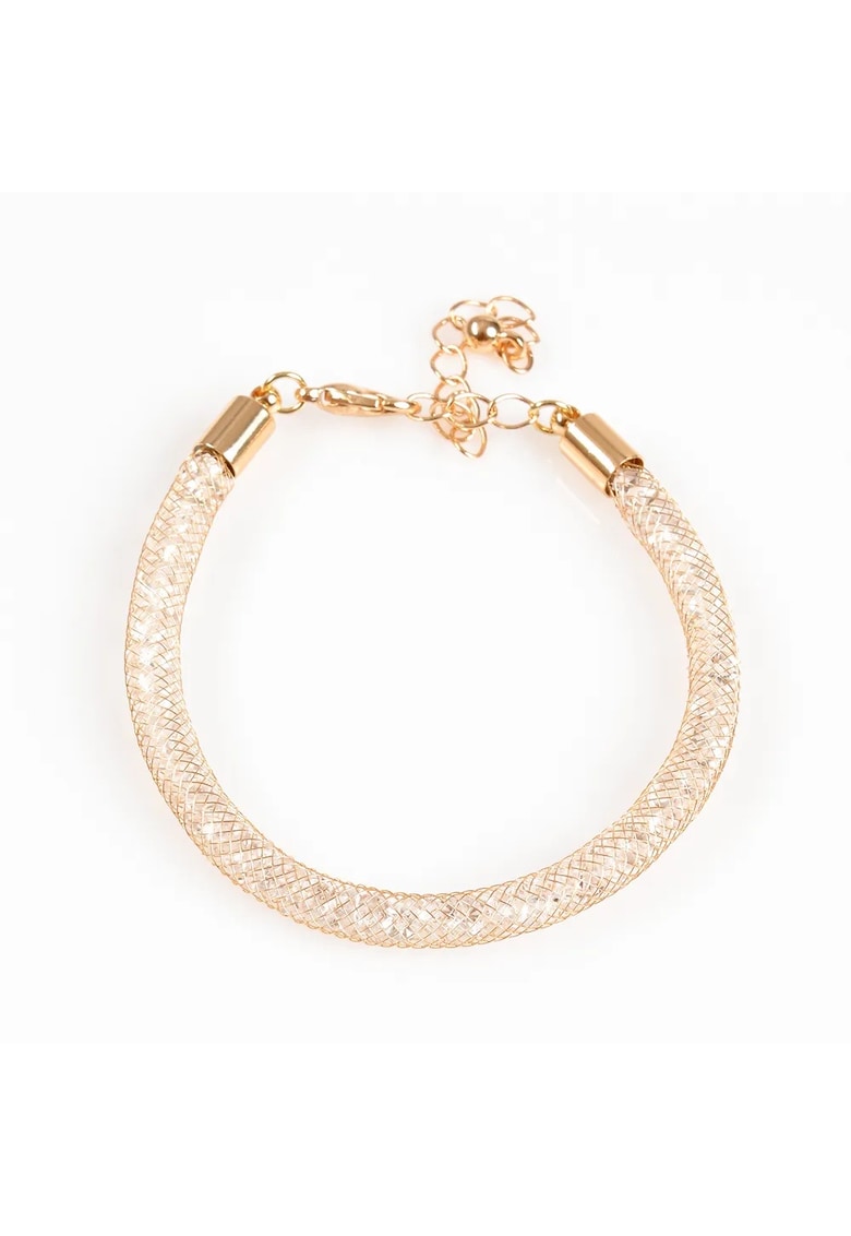 Bratara aurie tip tub cu margele transparente - Paris Bratara aurie tip tub cu margele transparente - Paris