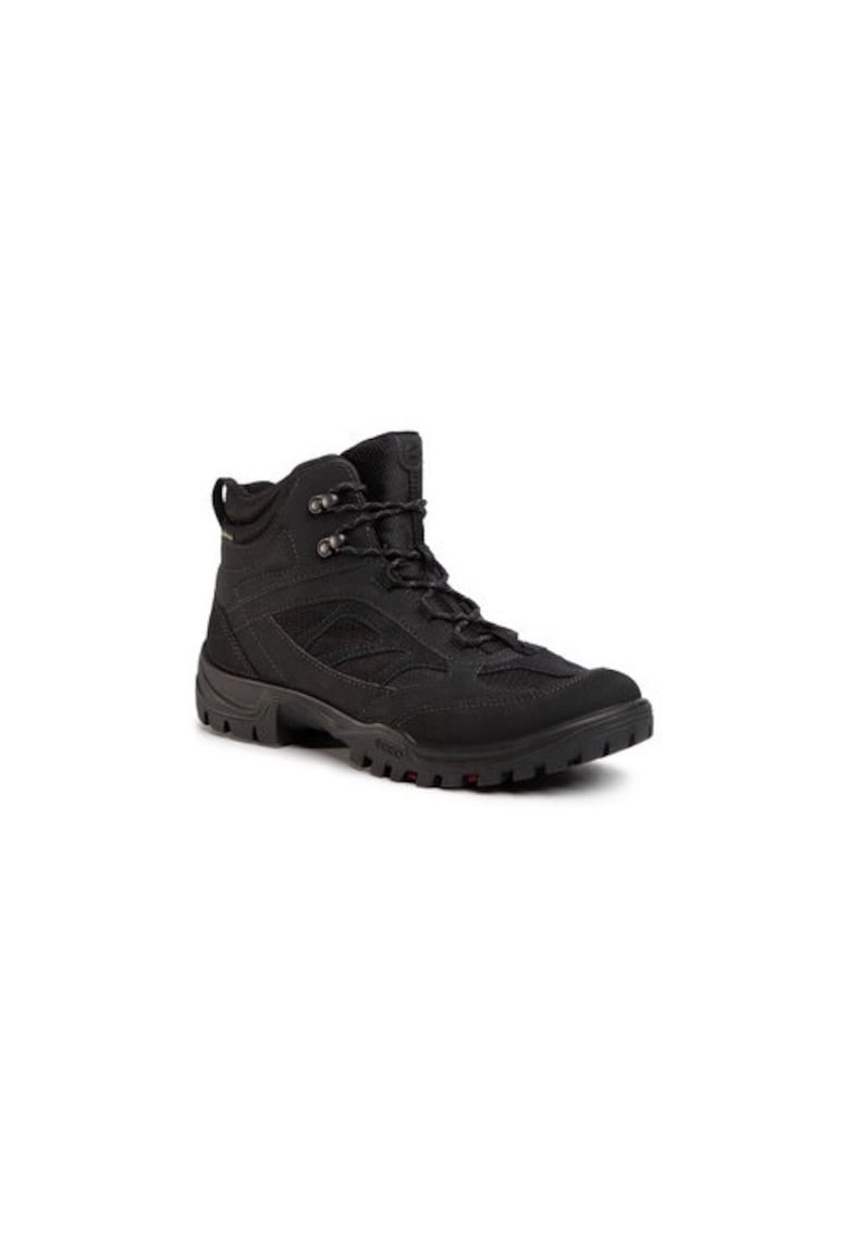 Bocanci trekking barbati 206917751 - Piele ecologica - Negru - Negru