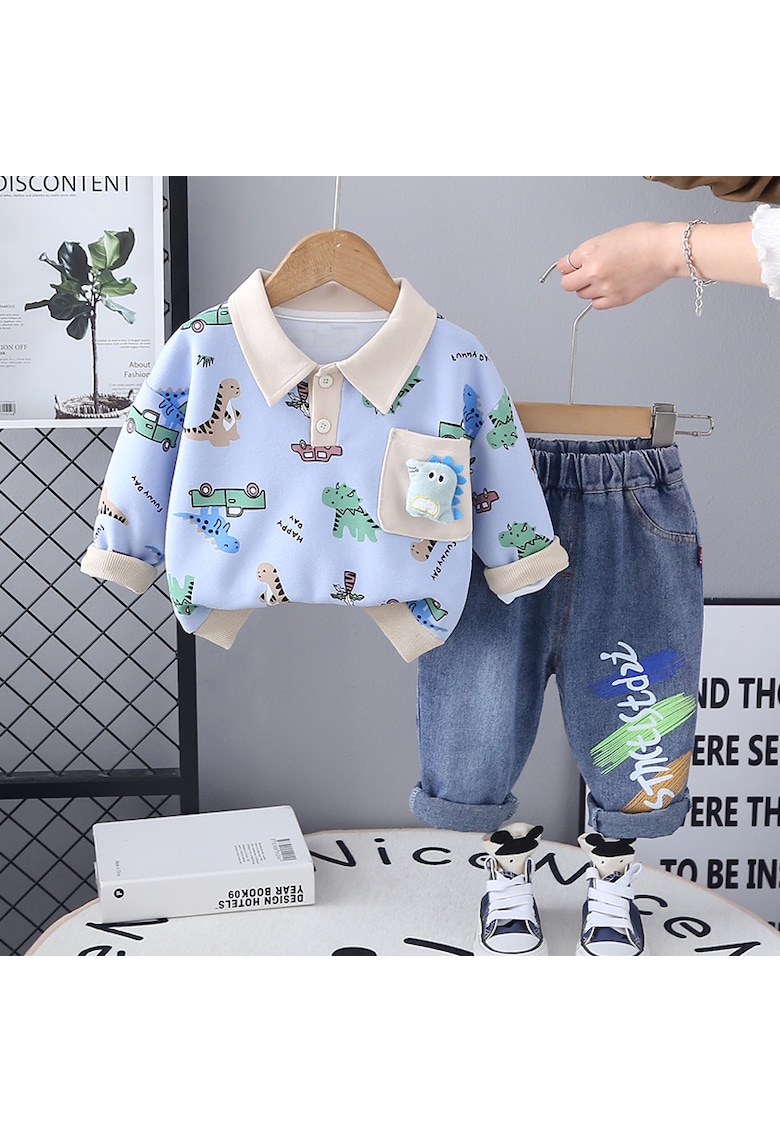 Compleu Albastru Baieti cu Dinozauri Luca