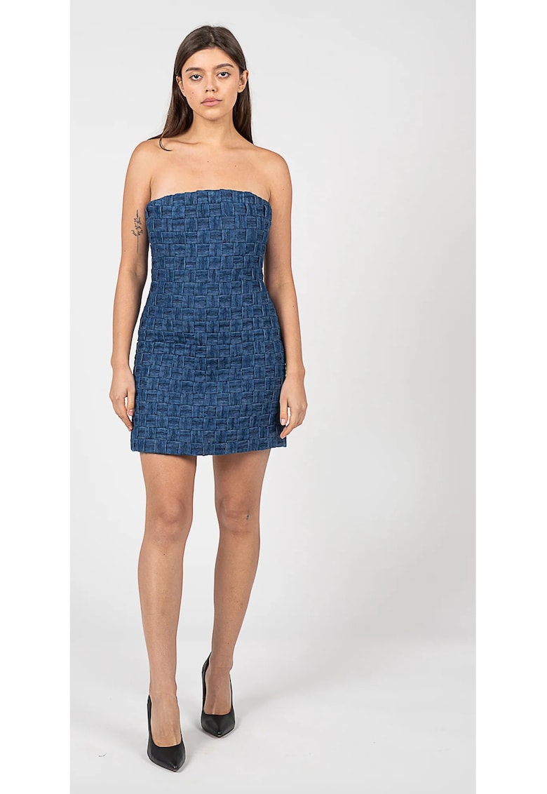 Rochie cambrata din denim cu design tesut Rilassata – Rochie cambrata din denim cu design tesut Rilassata –