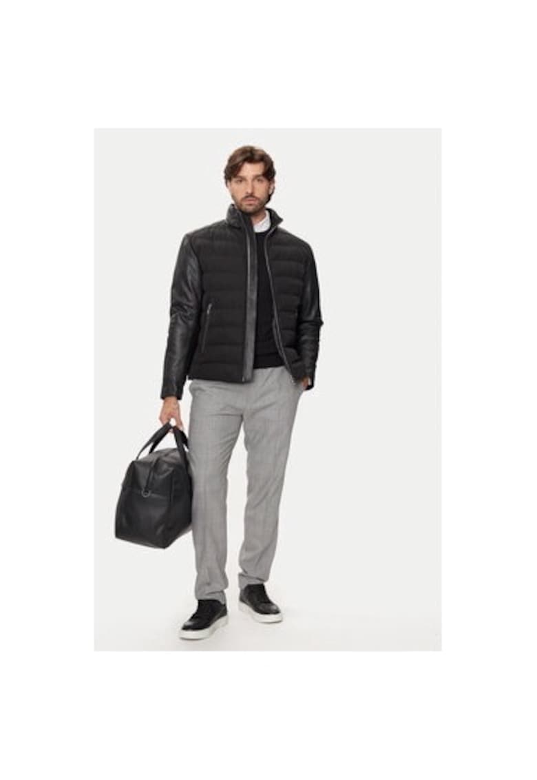 Geaca barbati - 304017629 - Piele naturala/Poliester - Negru