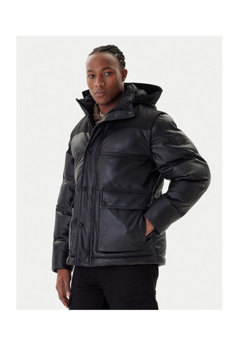 Geaca barbati - 304242519 - Piele naturala - Negru - Negru