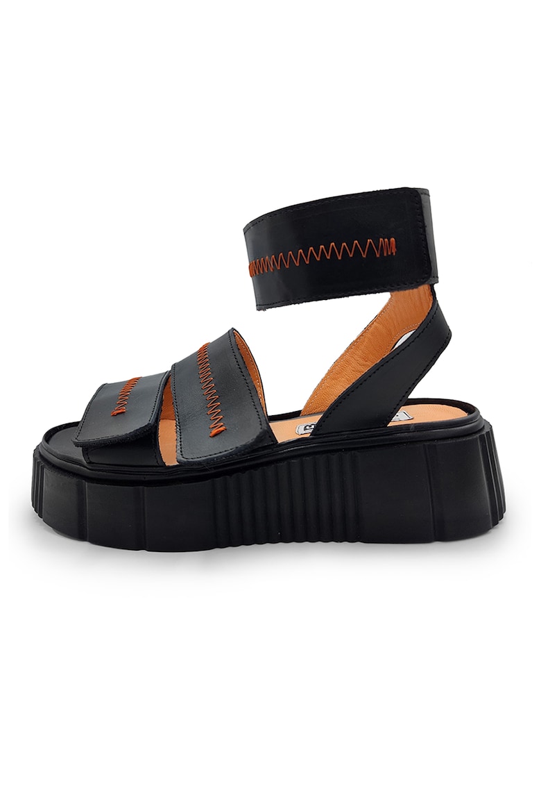 Sandale wedge din piele