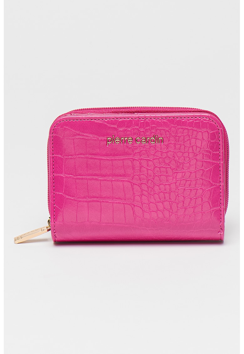 Portofel cu logo si aspect de piele de crocodil Portofel cu logo si aspect de piele de crocodil