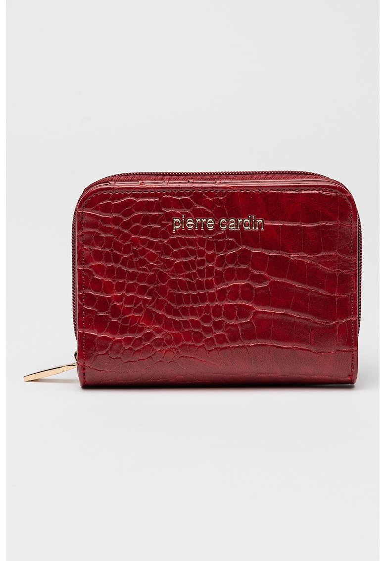 Portofel cu logo si aspect de piele de crocodil Portofel cu logo si aspect de piele de crocodil