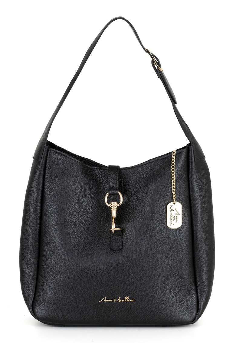 Geanta hobo din piele cu segment logo detasabil