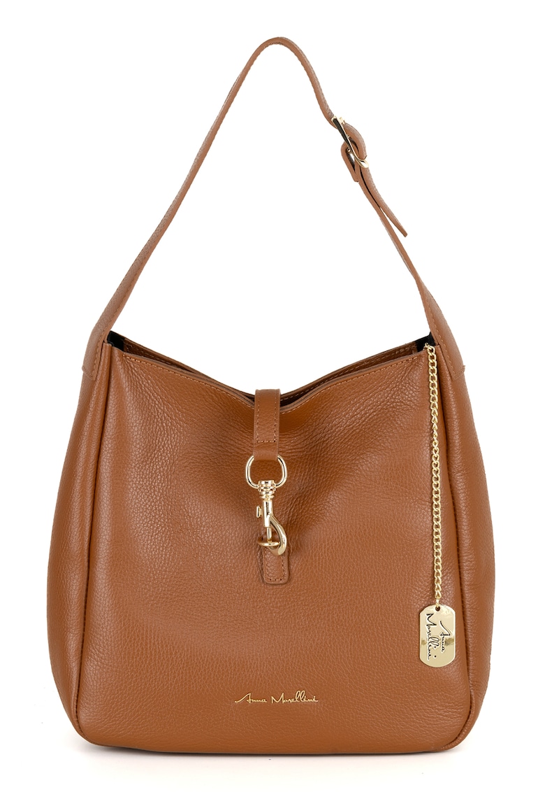 Geanta hobo din piele cu segment logo detasabil