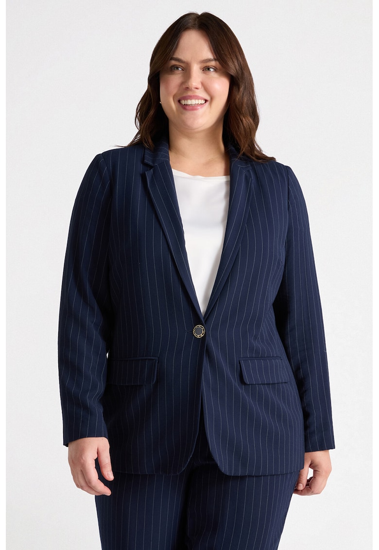 Sacou cu dungi si revere decupate