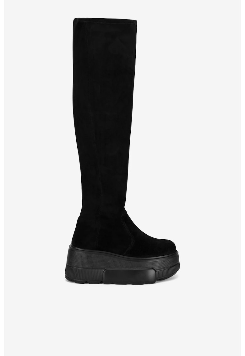 Cizme dama 5905588821915 - Piele intoarsa - Negru - Negru
