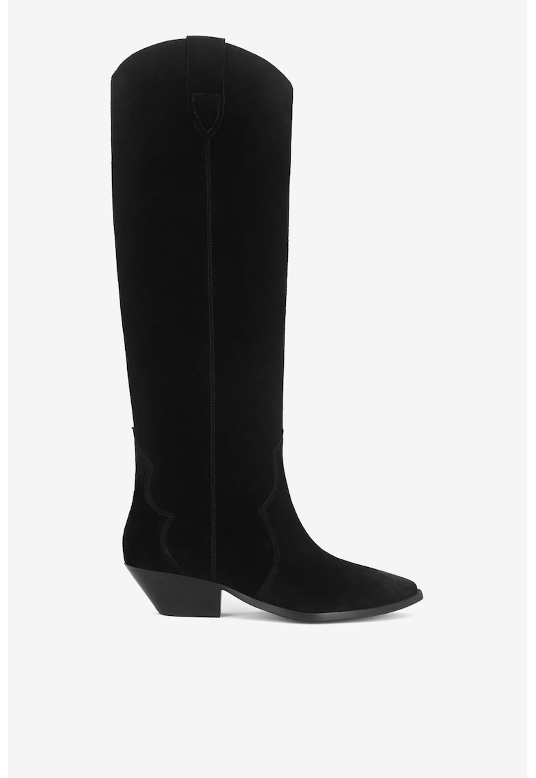 Cizme dama 5905588767022 - Piele intoarsa - Negru - Negru