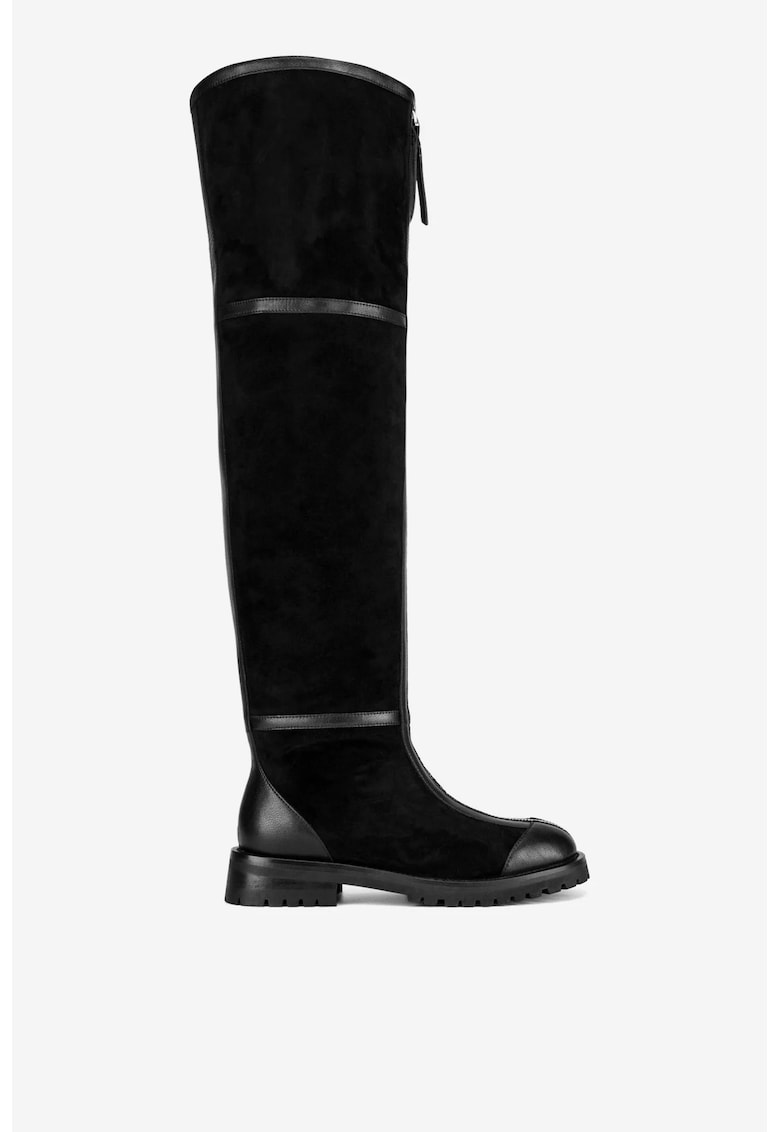 Cizme dama 5905588988564 - Piele intoarsa - Negru - Negru