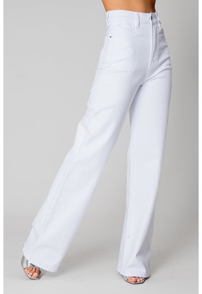 Blugi elastici largi din denim White 15300