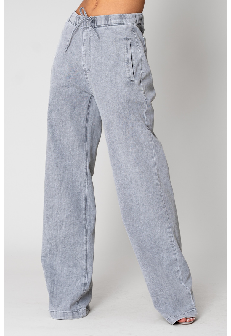Blugi lungi din denim cu elastic Light Grey 15262