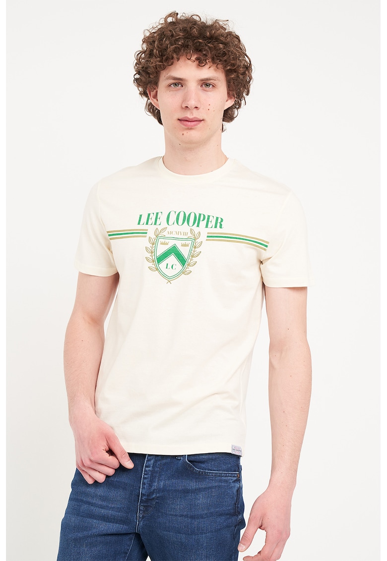 Tricou cu imprimeu logo - Maro taupe deschis