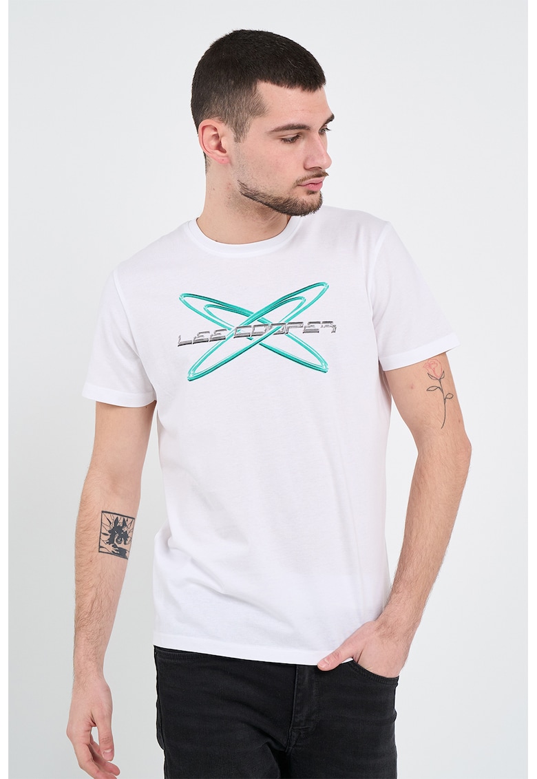 Tricou cu decolteu la baza gatului si imprimeu logo