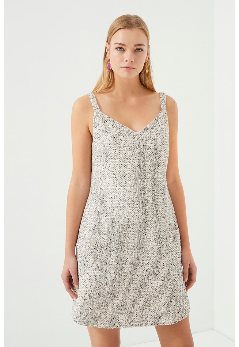 Rochie mini fara maneci - cu croiala in A si buzunare aplicate