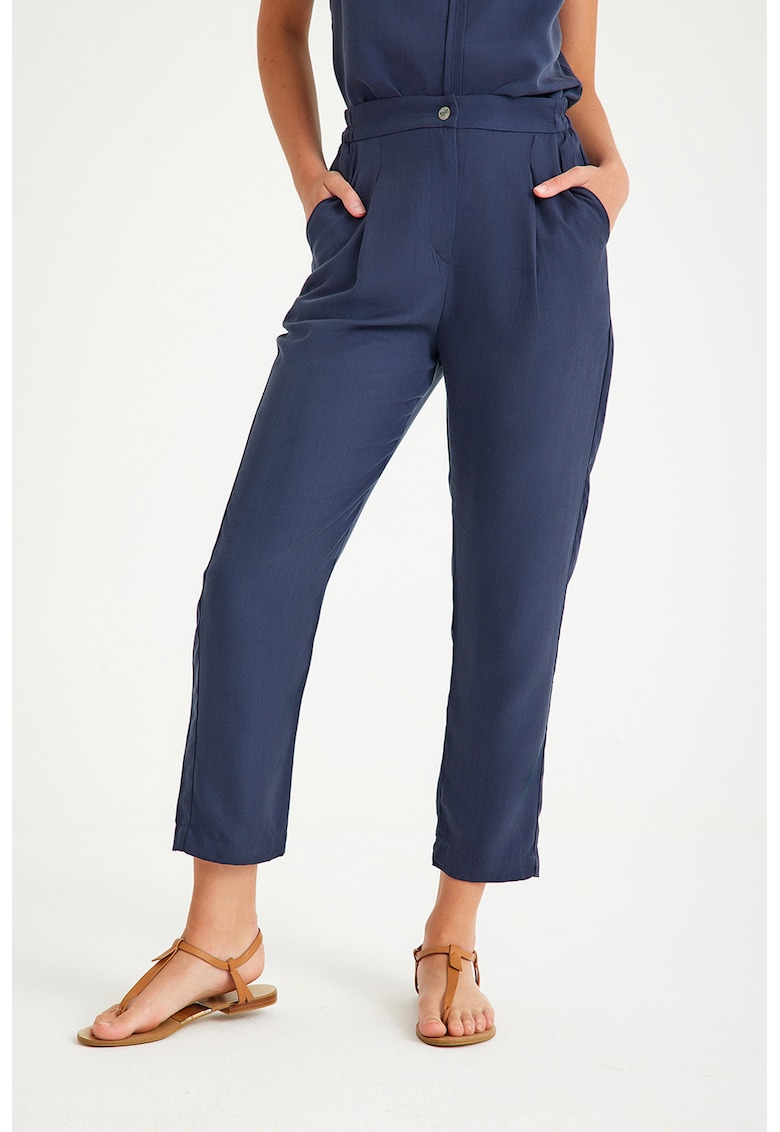 Pantaloni cu talie medie - Albastru indigo