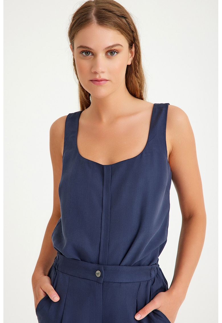 Top uni din lyocell - Albastru indigo