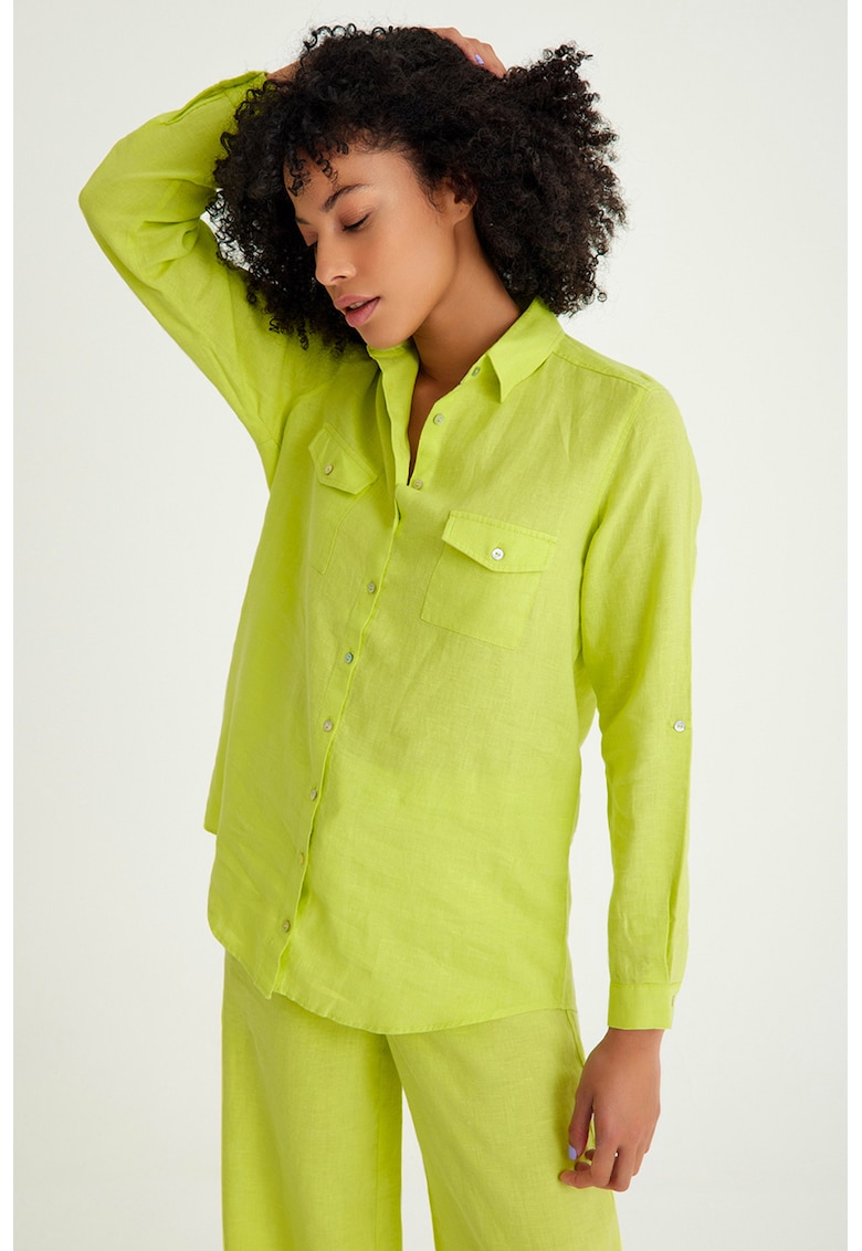 Camasa de in cu buzunare pe piept