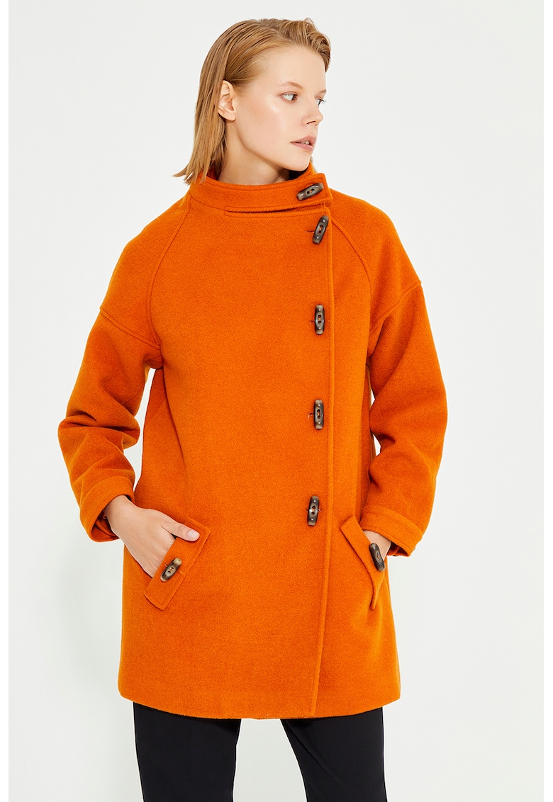 Palton din amestec de lana cu nasturi