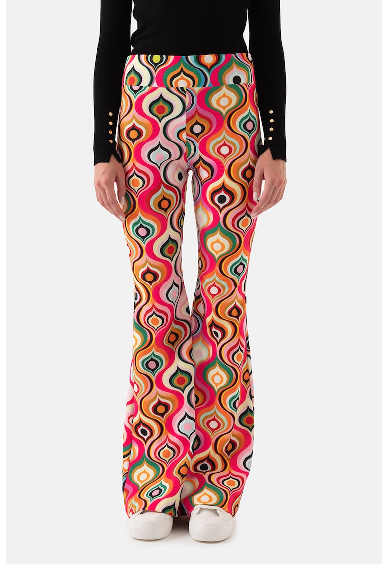 Pantaloni evazati cu imprimeu - Multicolor