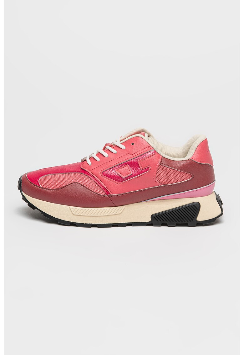 Pantofi sport cu insertii din piele intoarsa S-Tame - Roz zmeuriu/Roz pastel/Alb murdar