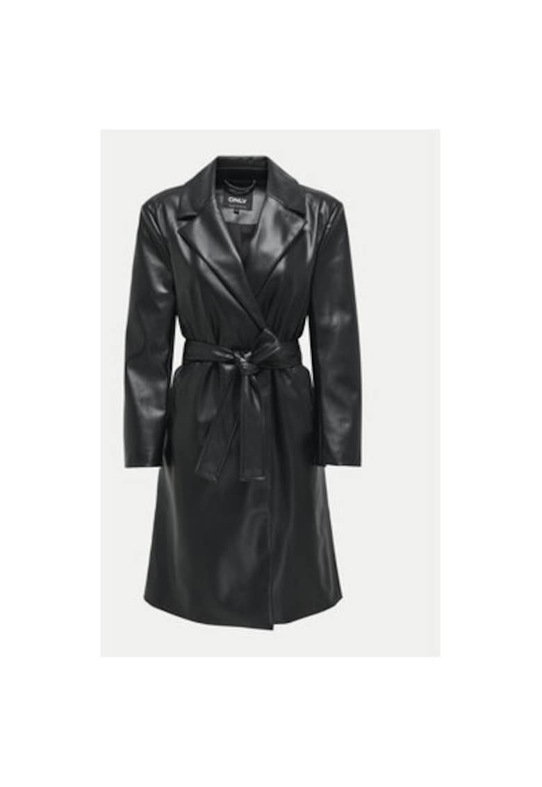 Palton dama - 304518492 - Piele ecologica - Negru