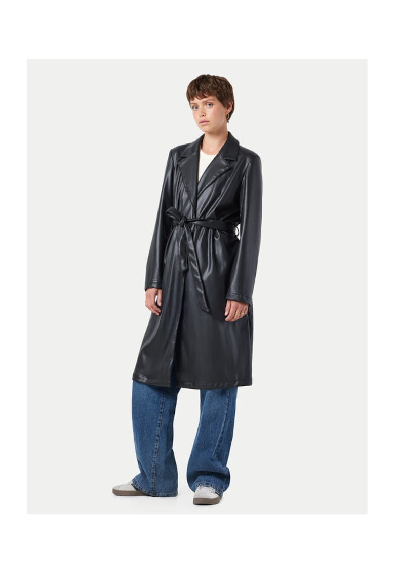 Palton dama - 304807770 - Piele ecologica - Negru - Negru