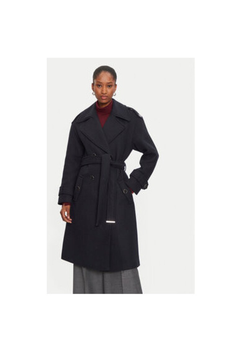 Palton dama - 304480430 - Poliester/Lana - Albastru