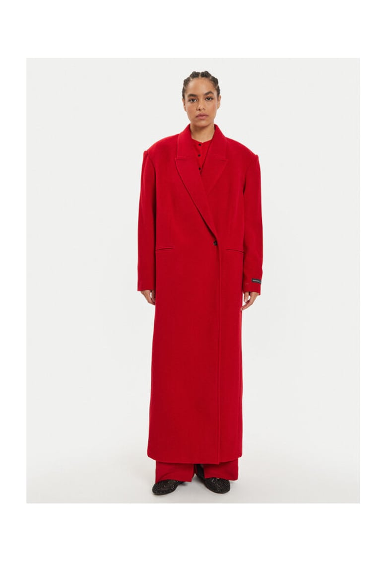 Palton dama - 40% lana - rosu - 5381158