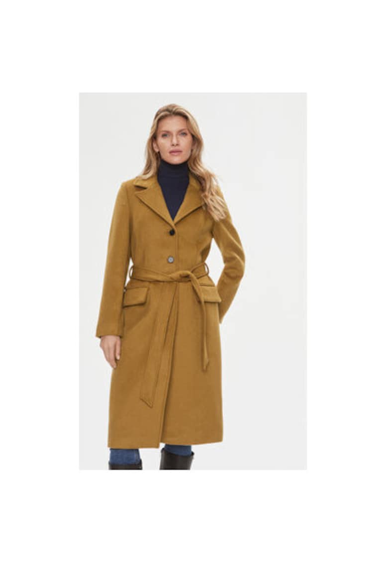 Palton dama -  302996414 - Lana/Poliester reciclat - Maro