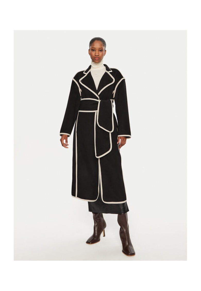 Palton dama - 304010033 - Lana/Poliester - Negru - Negru