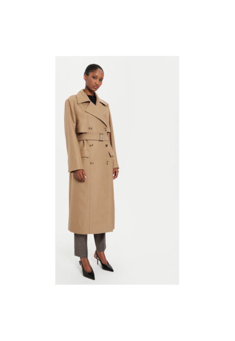 Palton dama - 304313134 - Lana/Poliester - Bej - Bej