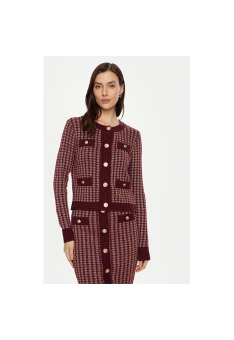 Cardigan dama -  304449109 - Viscoza/Poliester/Lurex - Rosu