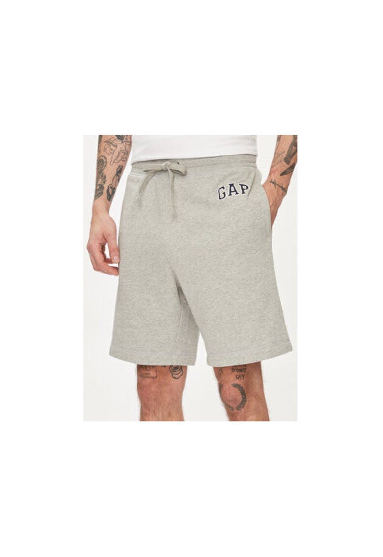 Pantaloni scurti barbati - 304143410 - Bumbac - Gri - Gri