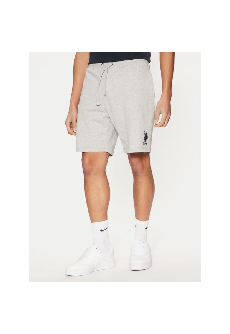 Pantaloni scurti barbati - 305230270 - Bumbac - Gri - Gri