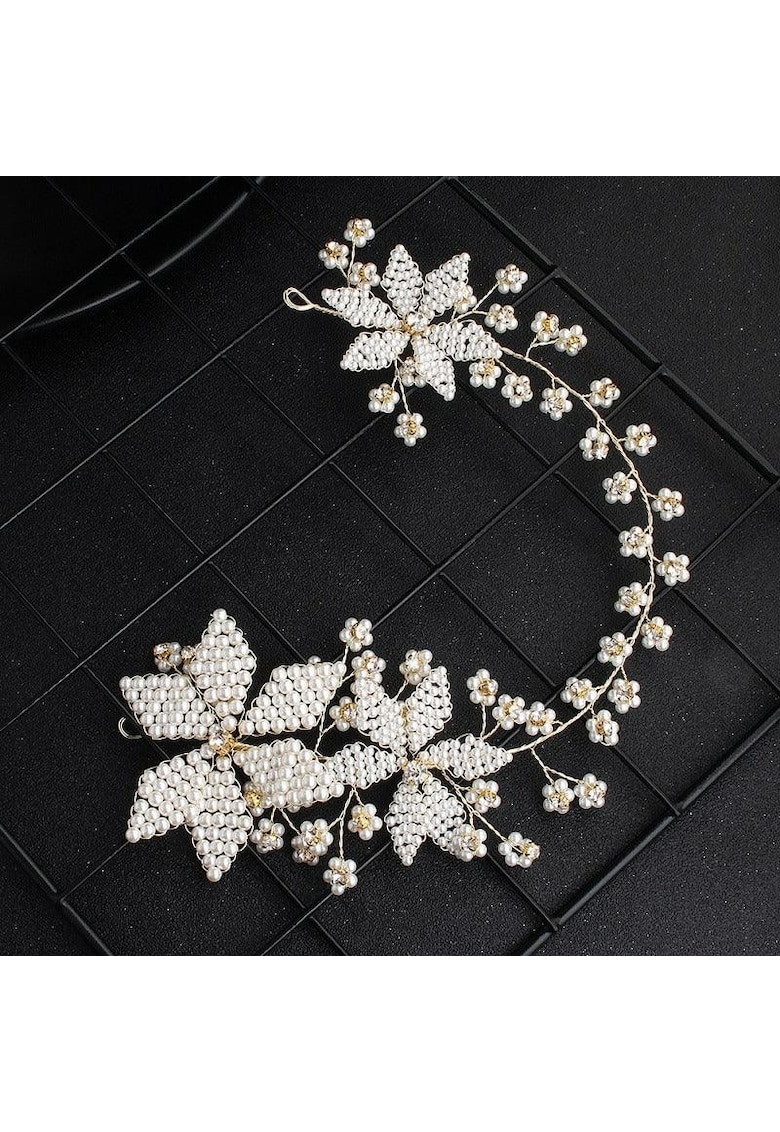 Accesoriu de par - auriu - cu flori si perlute - Clausine C1 -