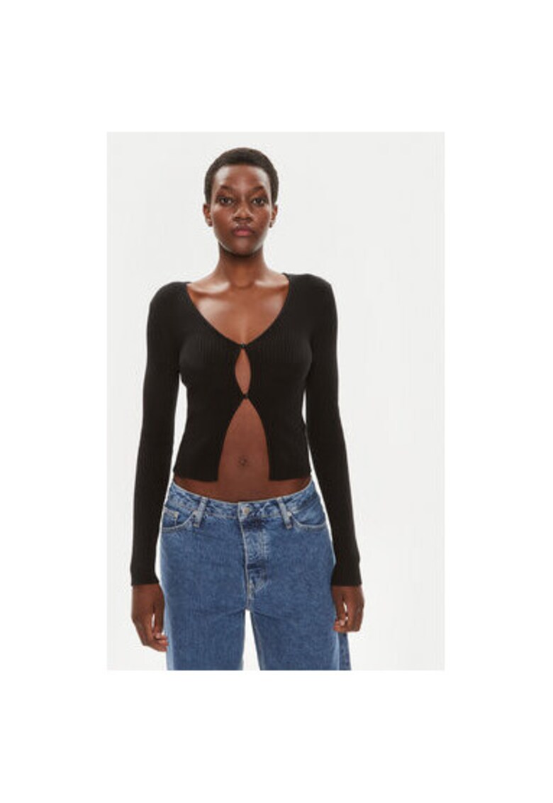 Cardigan dama - 303995553 - Bumbac/Acril - Negru - Negru