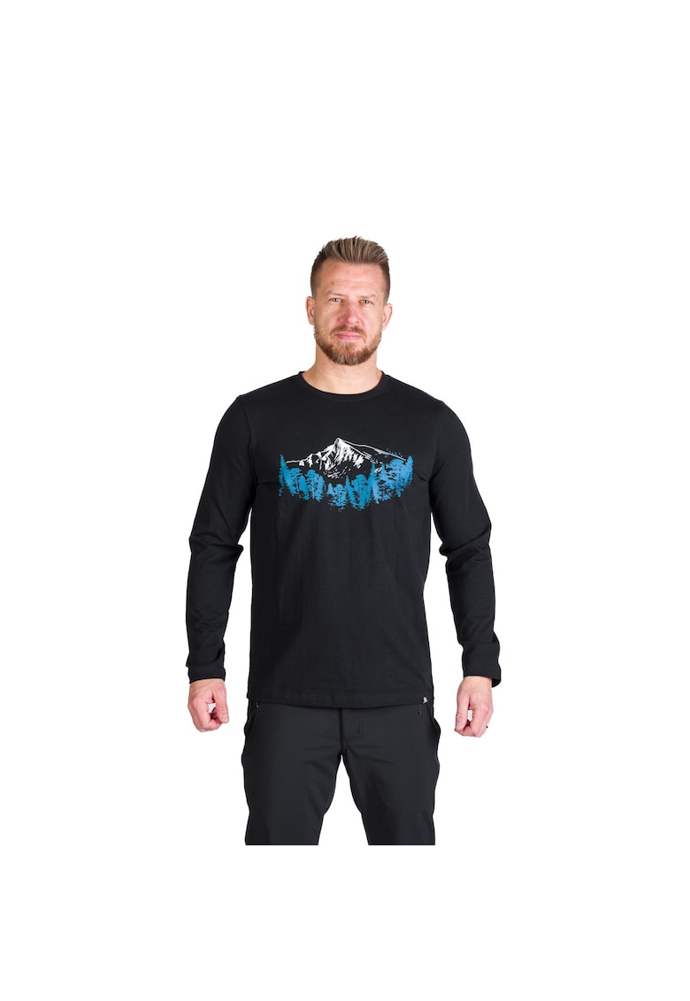 Tricou bumbac cu maneca lunga barbati Stewart - Negru