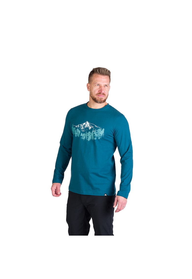 Tricou bumbac cu maneca lunga barbati Stewart - Bleumarin