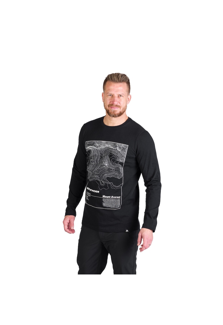 Tricou bumbac cu maneca lunga barbati Henderson - Negru