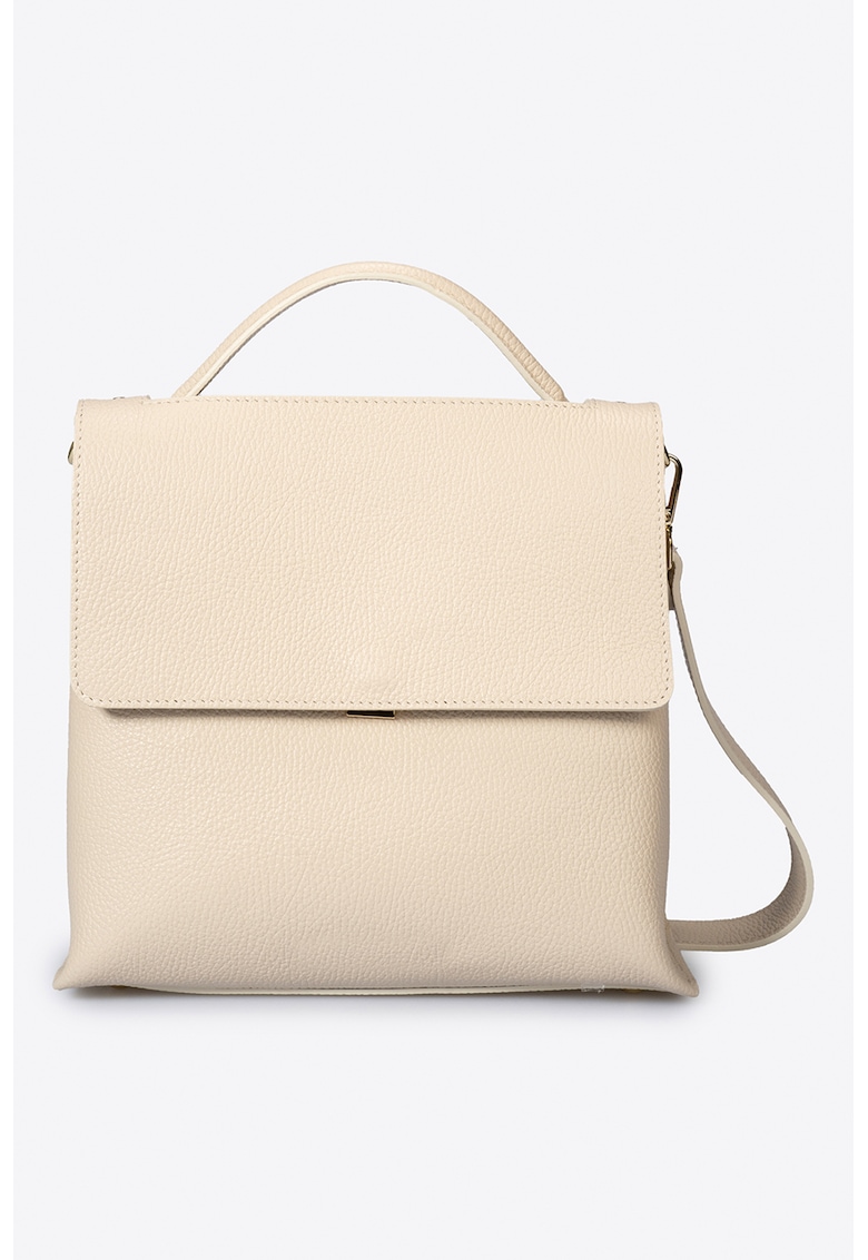 Geanta din piele cu bareta de umar si aspect texturat