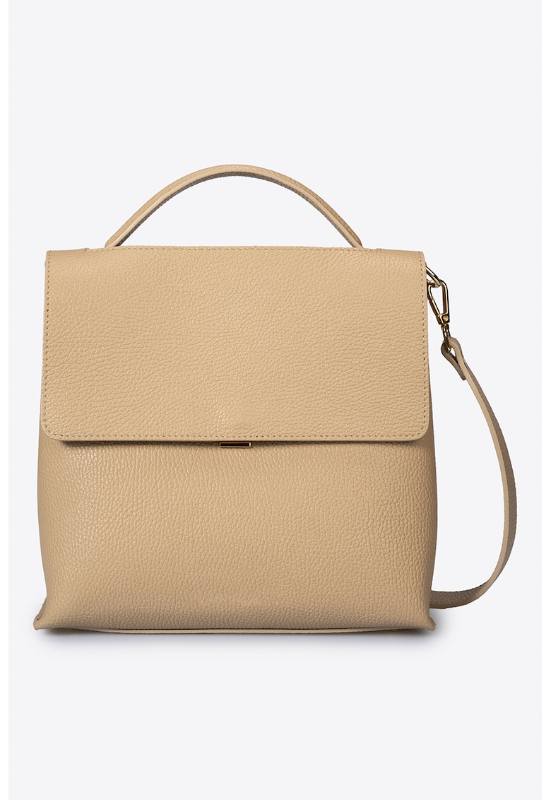 Geanta din piele cu bareta de umar si aspect texturat