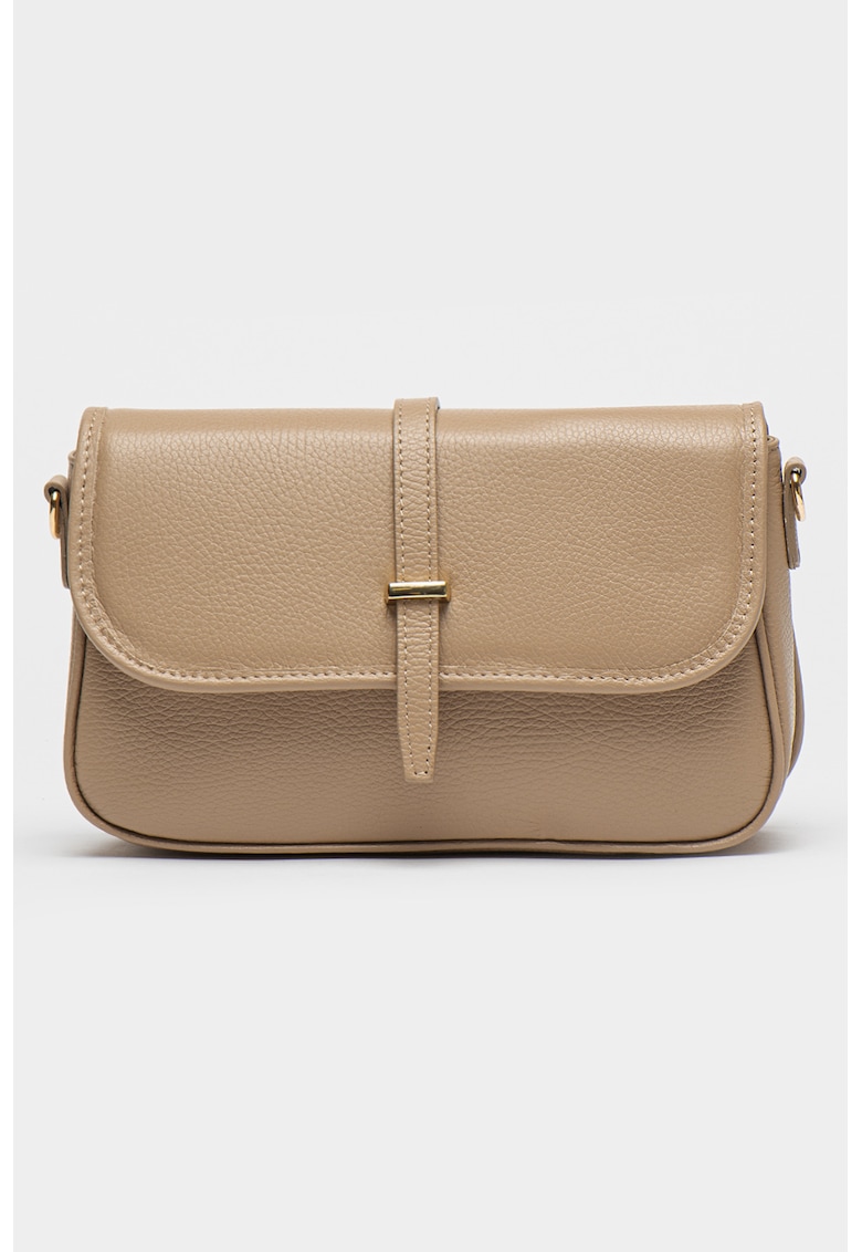 Geanta crossbody de piele cu aspect texturat Geanta crossbody de piele cu aspect texturat
