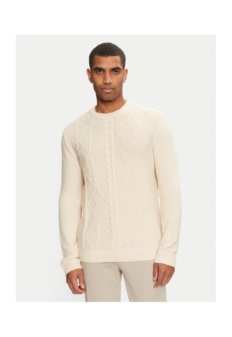 Pulover barbati - 304210891 - Bumbac/Acril - Bej - Bej