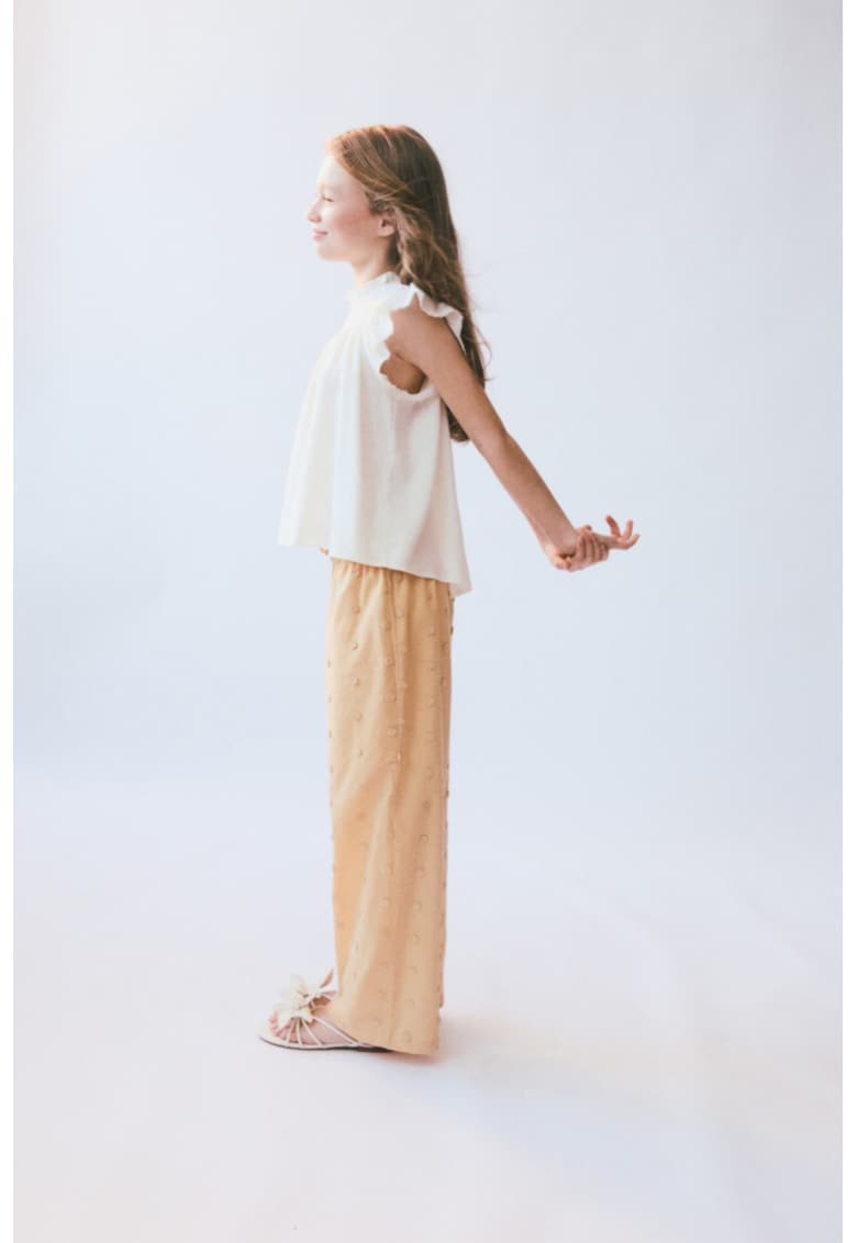 Pantaloni lungi cu detalii brodate - Bej