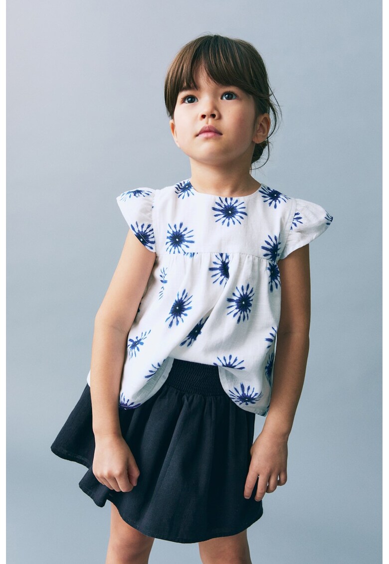 Bluza cu model floral - Alb/Albastru inchis