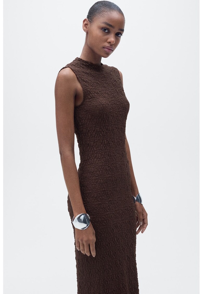 Rochie lunga cambrata - Maro inchis