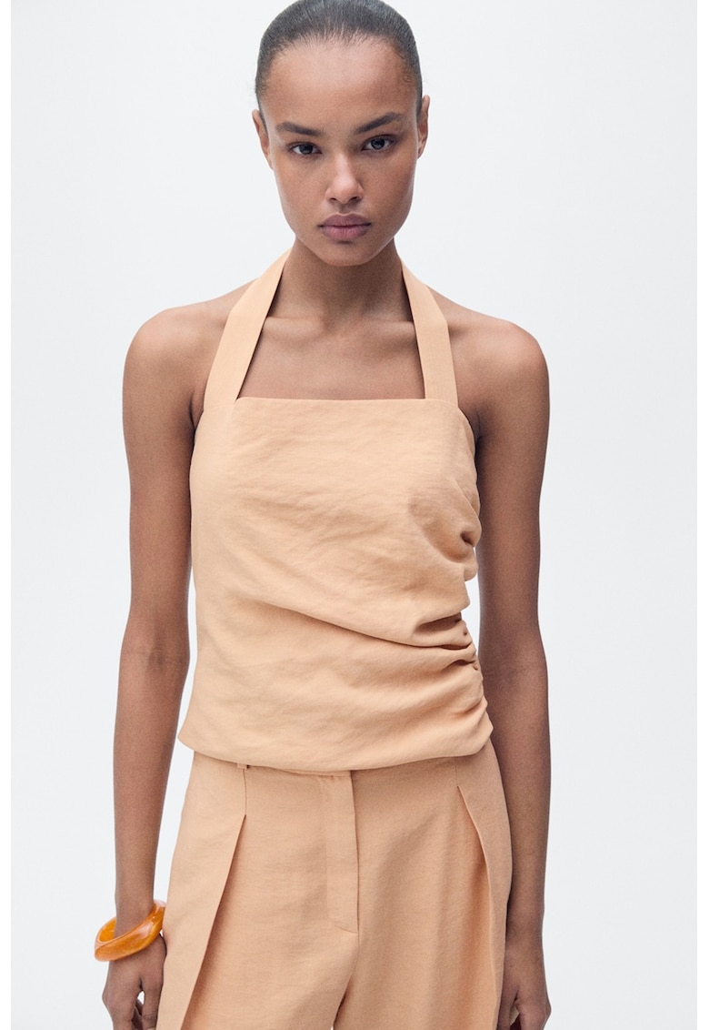 Top halter uni - Maro nisip