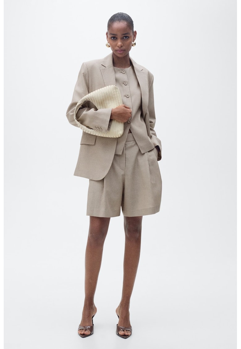 Pantaloni scurti din lyocell cu croiala ampla si model in dungi